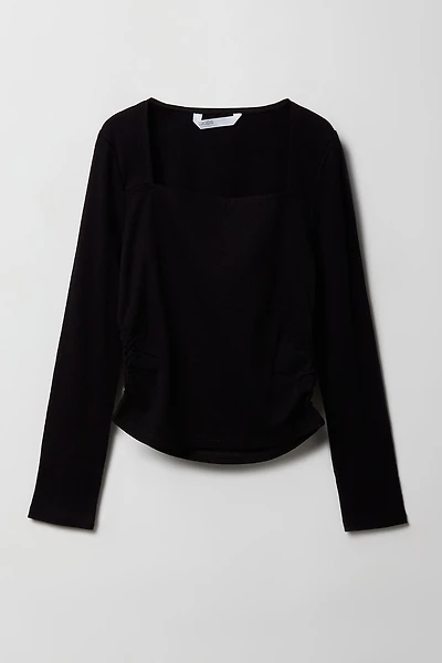 Girls Square Neck Long Sleeve Top