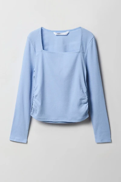 Haut à manches longues avec encolure carrée pour fille