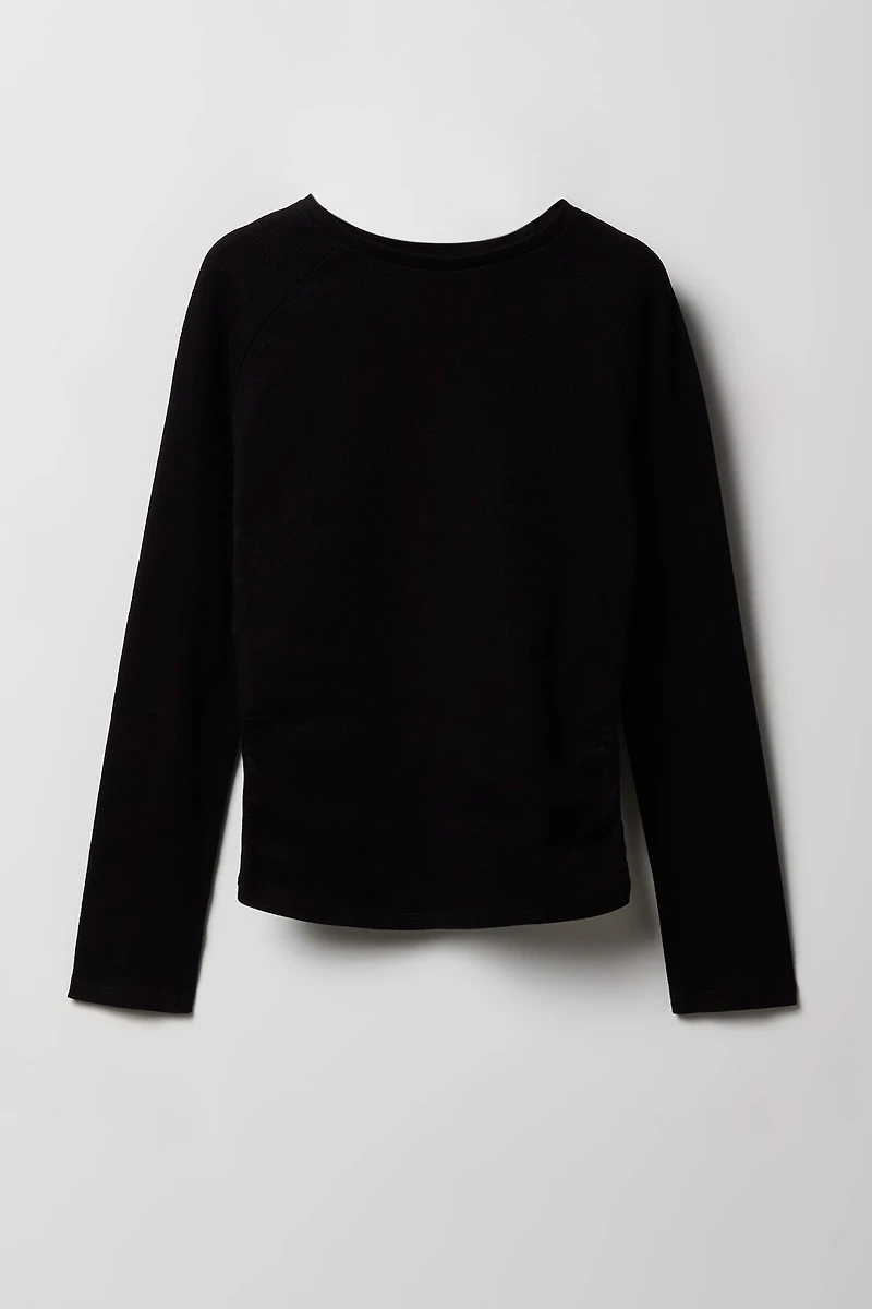 Girls Side Cinched Long Sleeve Top
