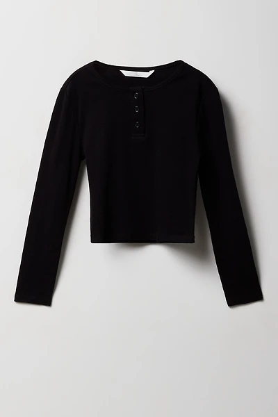 Girls Henley Long Sleeve Top