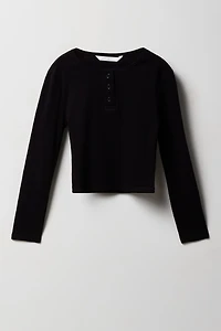 Girls Henley Long Sleeve Top