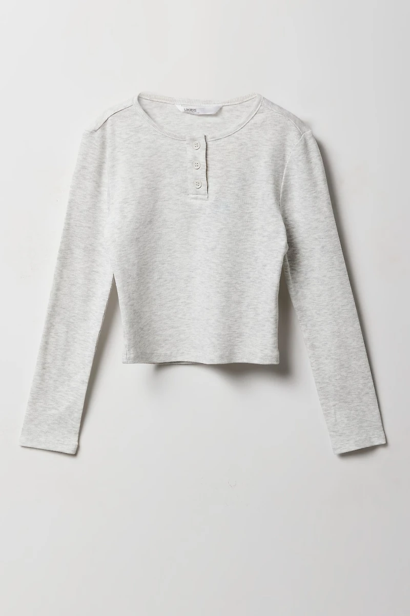 Haut Henley à manches longues pour fille