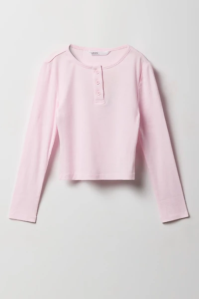 Girls Henley Long Sleeve Top