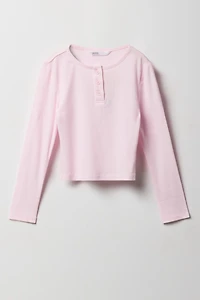 Girls Henley Long Sleeve Top