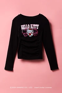 Hello Kitty® Girls Ribbed Cinched Long Sleeve Top