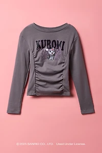 Kuromi™ Girls Ribbed Cinched Long Sleeve Top