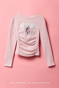 My Melody™ Girls Ribbed Cinched Long Sleeve Top