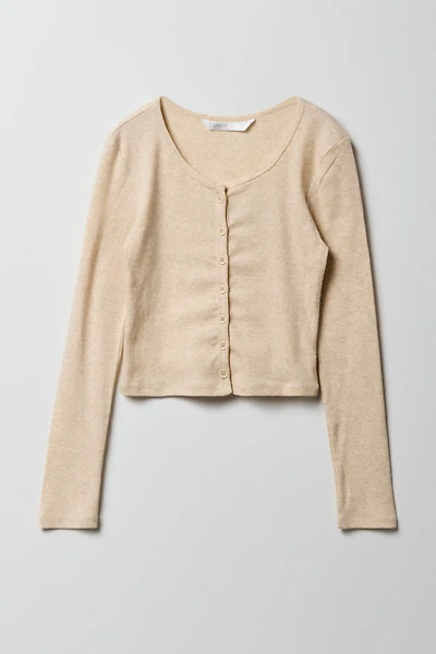 Cardigan boutonné côtelé pour fille