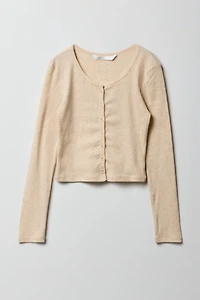 Cardigan boutonné côtelé pour fille