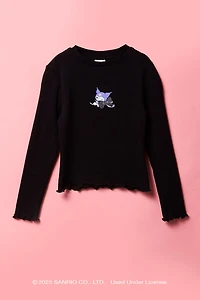 Kuromi™ Girls Lettuce Edge Long Sleeve Top