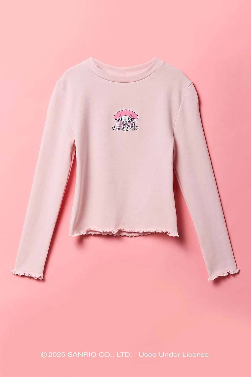 My Melody™ Girls Lettuce Edge Long Sleeve Top