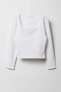 Haut profilé à manches longues et encolure carrée pour fille