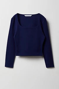 Girls Contour Square Neck Long Sleeve Top