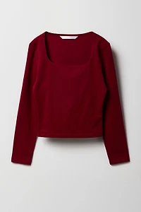 Girls Contour Square Neck Long Sleeve Top
