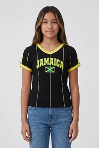 Girls Jamaica Graphic Striped Soccer T-Shirt