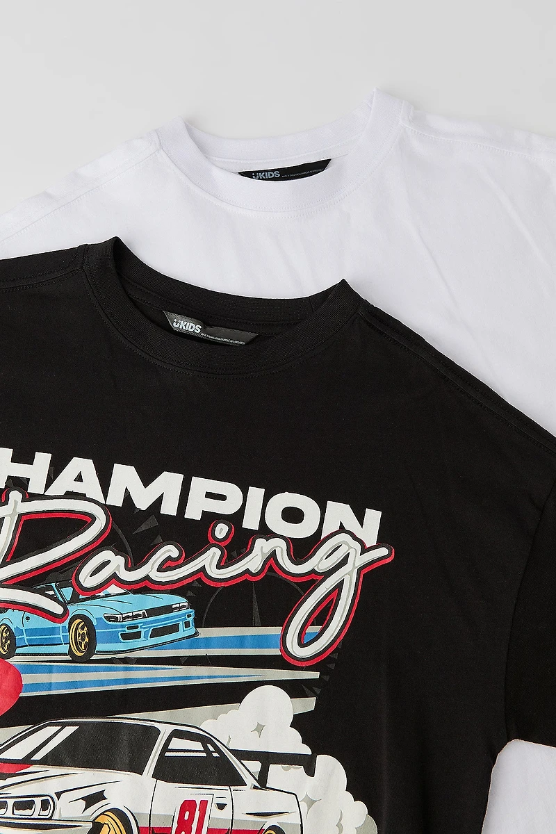 Boys Graphic & Solid T-Shirt (2 Pack