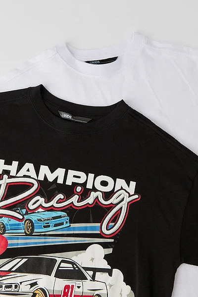 Boys Graphic & Solid T-Shirt (2 Pack