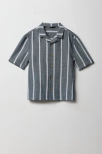 Boys Textured Striped Button-Up Top