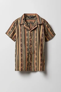 Haut boutonné texturé en tricot de jacquard rayé pour gaçon