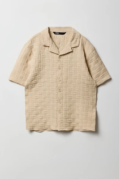 Boys Basket Weave Button-Up Top