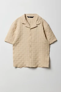 Boys Basket Weave Button-Up Top