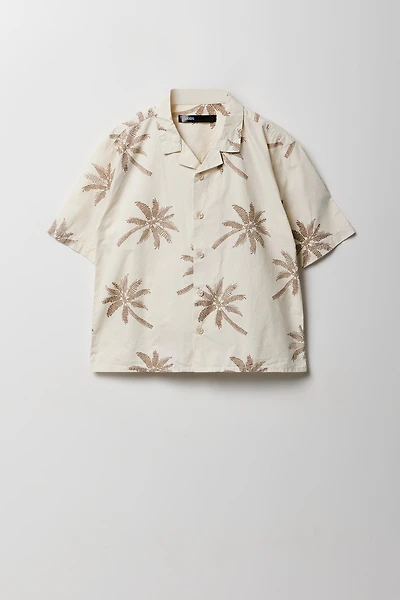 Haut boutonné à imprimé tropical