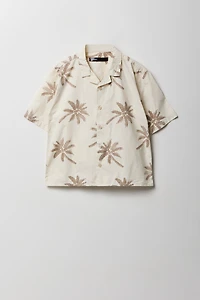 Haut boutonné à imprimé tropical