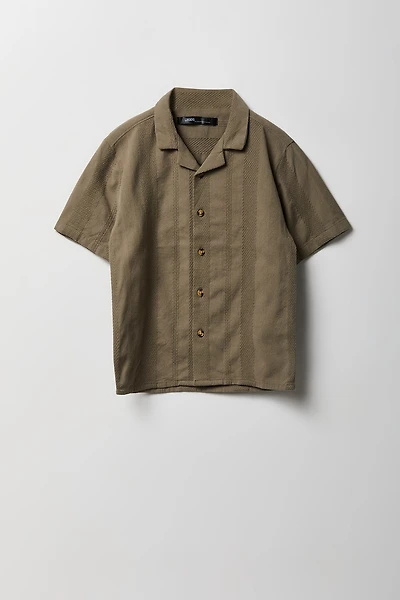 Boys Textured Button-Up Top
