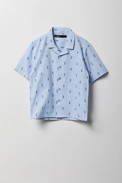 Boys Printed Button-Up Top