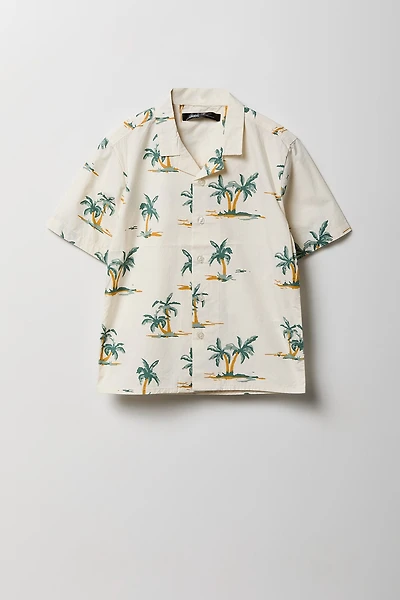 Haut boutonné imprimé en popeline pour garçon