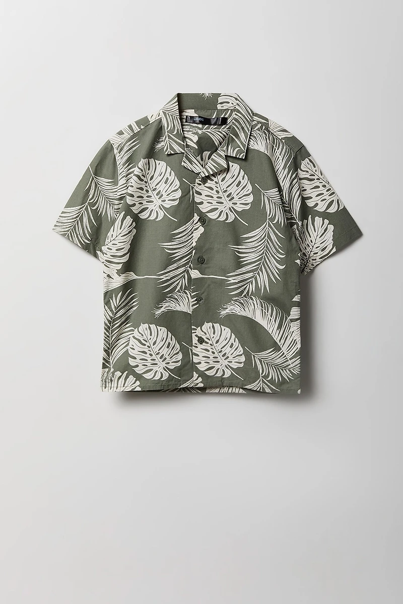 Boys Printed Poplin Button-Up Top