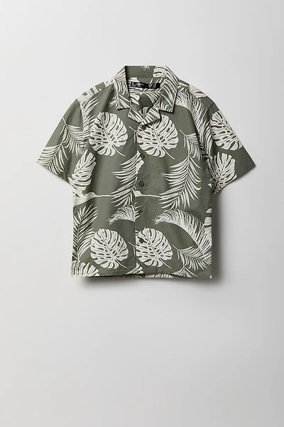 Boys Printed Poplin Button-Up Top