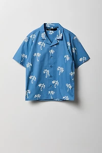 Boys Printed Poplin Button-Up Top