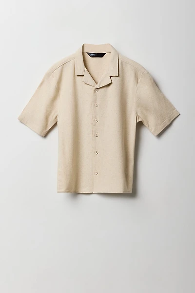 Boys Linen-Blend Button-Up Top