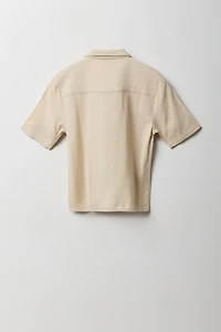 Boys Linen-Blend Button-Up Top