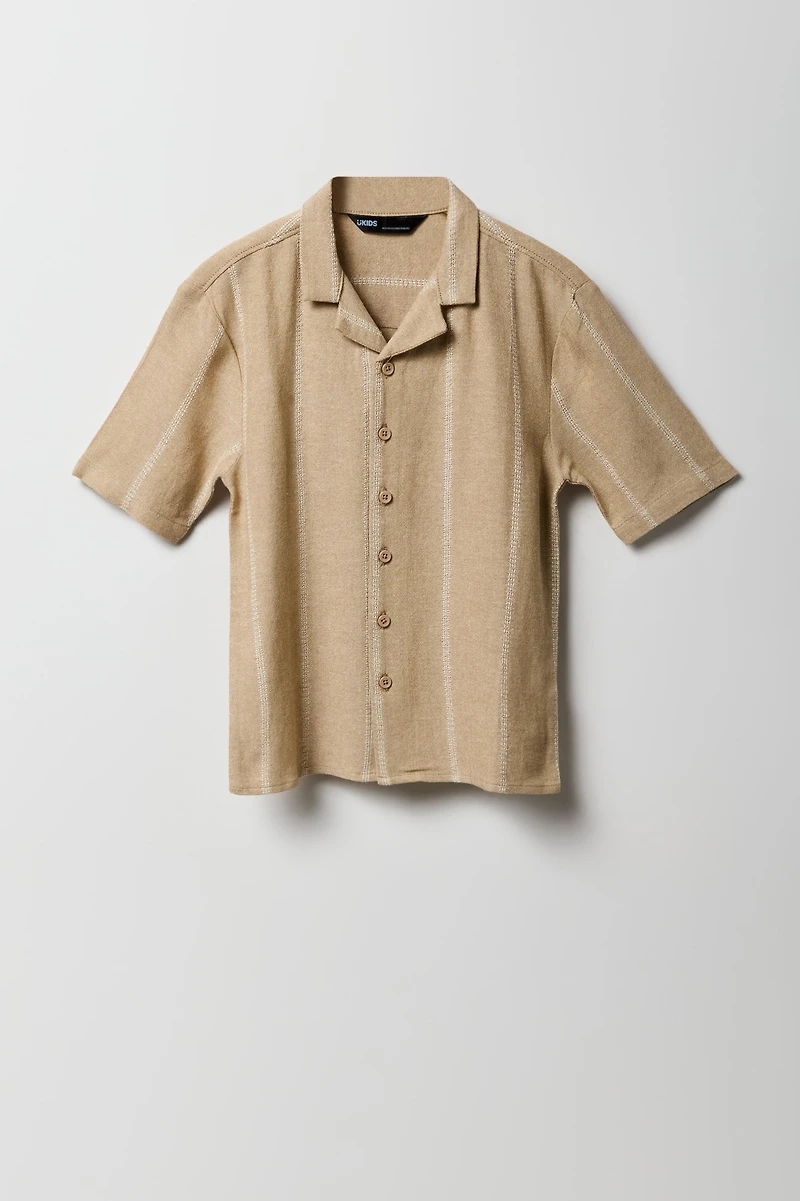Boys Linen-Blend Button-Up Top