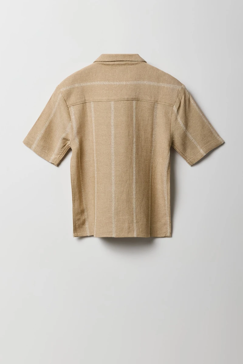 Boys Linen-Blend Button-Up Top