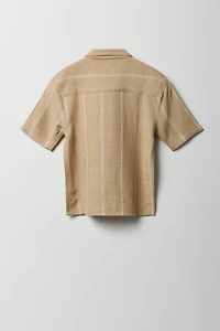 Boys Linen-Blend Button-Up Top