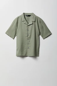 Boys Linen-Blend Button-Up Top