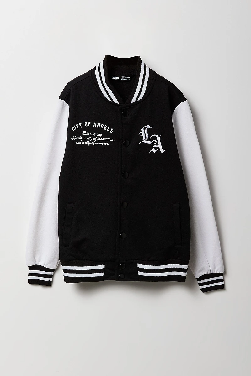 Kids City Graphic Fleece Varsity Jacket