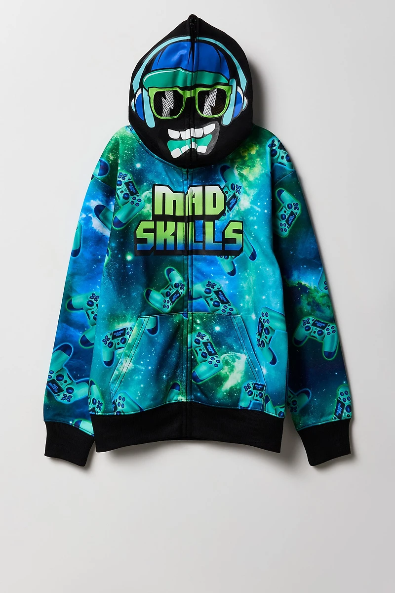 Kids Mad Skills Printed Full Zip Fleece Hoodie