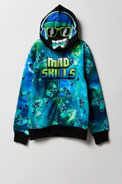 Kids Mad Skills Printed Full Zip Fleece Hoodie