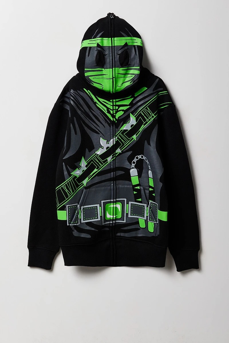 Kids Ninja Printed Full Zip Fleece Hoodie