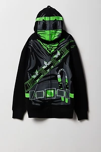 Kids Ninja Printed Full Zip Fleece Hoodie