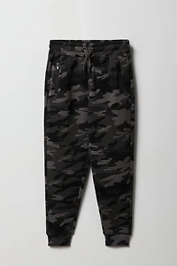 Jogger de style moto en molleton avec poches à fermeture glissière pour garçon