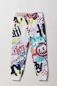 Kids Graffiti Printed Fleece Jogger