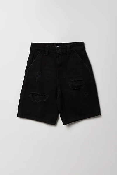 Short ample en denim d'aspect usé pour garçon