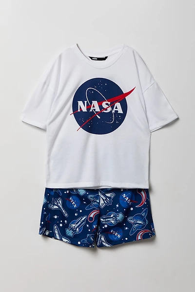 Ensemble pyjama avec t-shirt à imprimé NASA et short pour garçon