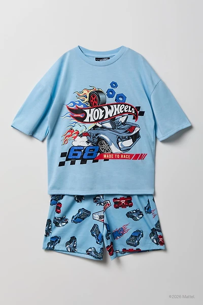 Kids Hot Wheels™ Printed T-Shirt & Short Pajama Set