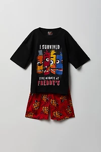 Kids Five Nights at Freddy's T-Shirt & Short Pajama Set